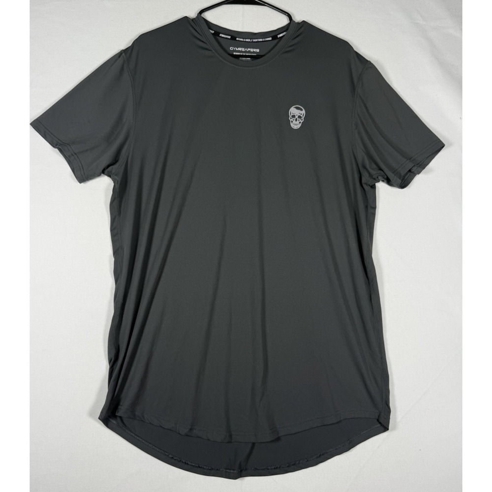 Gymreapers Shirt Mens XL Gray Short Sleeve Skull Performance Weightlifting